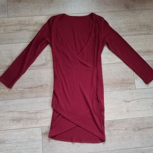[Lulu's] Red Ribbed Lightweight Sweater Dress
